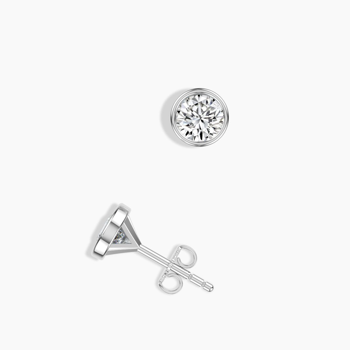 Lab Grown Bezel Set Martini Stud Medium Push Back Ring
