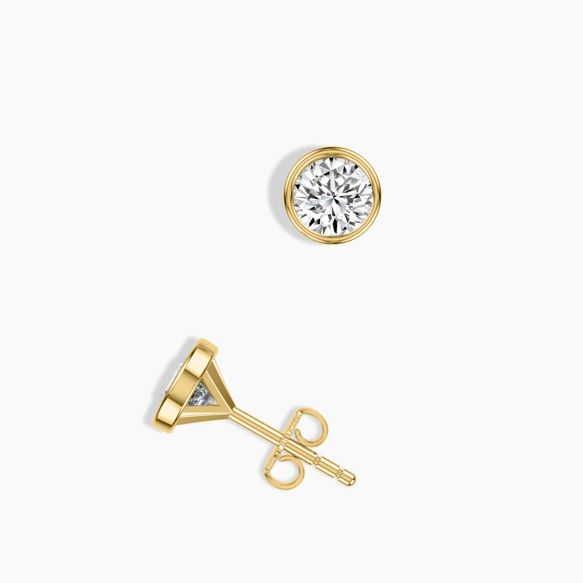 Lab Grown Bezel Set Martini Stud Medium Push Back Ring