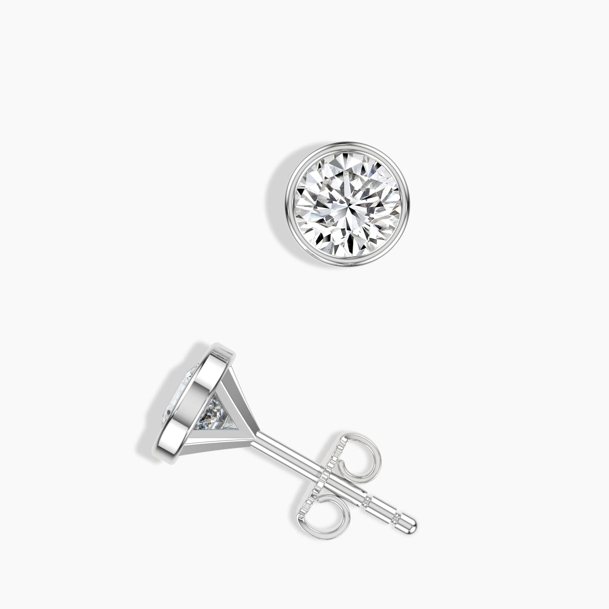 Lab Grown Bezel Set Martini Stud Medium Push Back Ring
