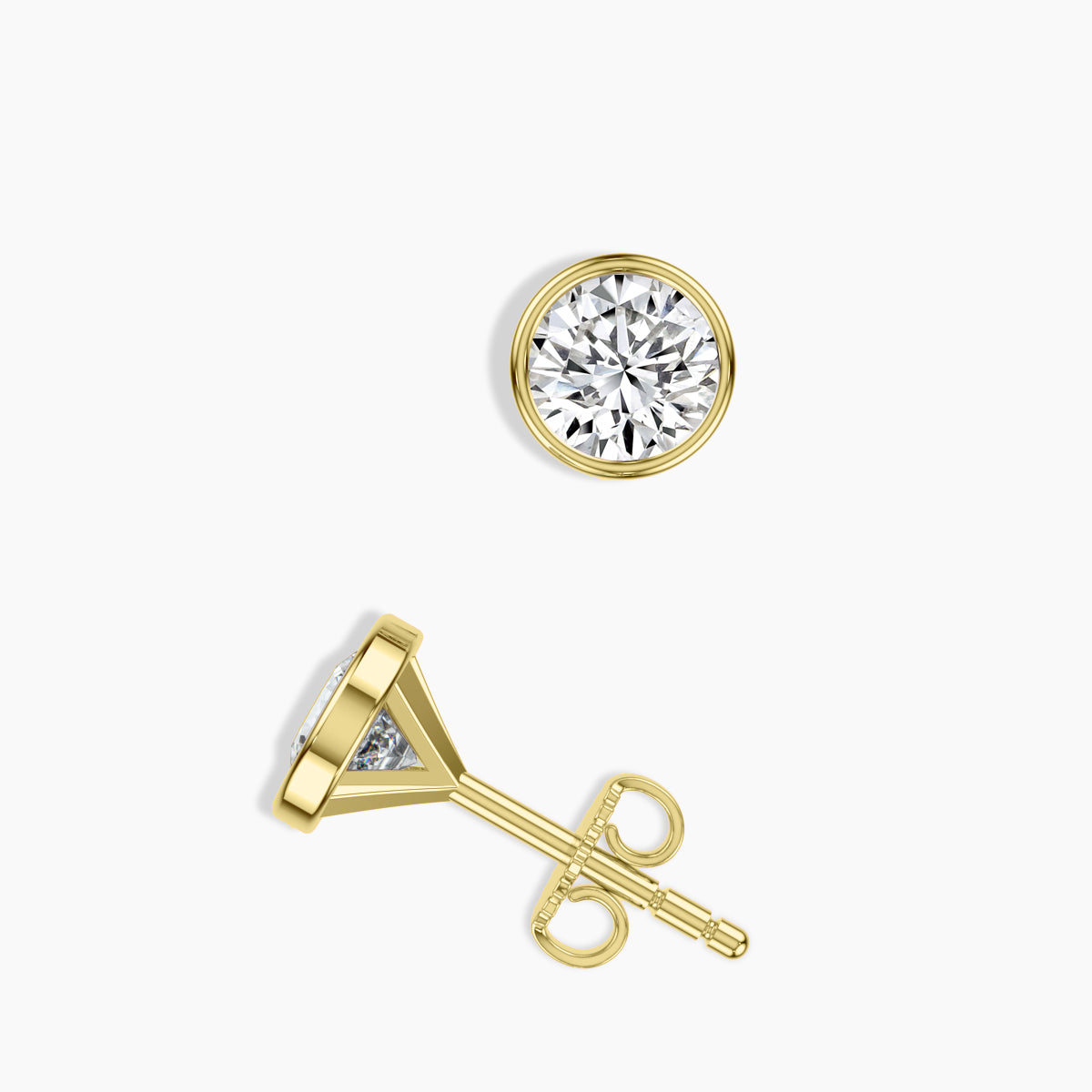 Lab Grown Bezel Set Martini Stud Medium Push Back Ring