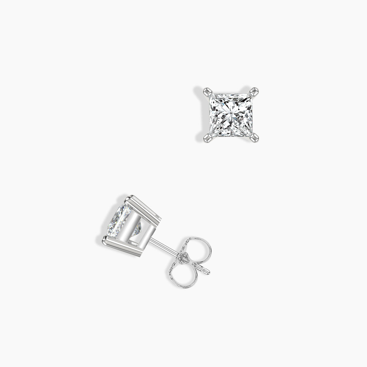 Lab Grown Classic Prong Studs Medium Push Back Ring