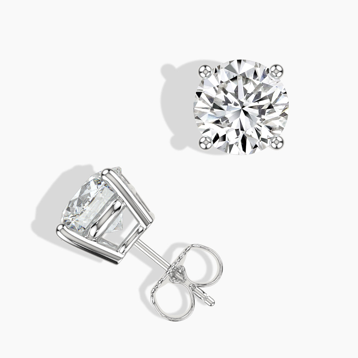 Lab Grown Classic Prong Studs Medium Push Back Ring