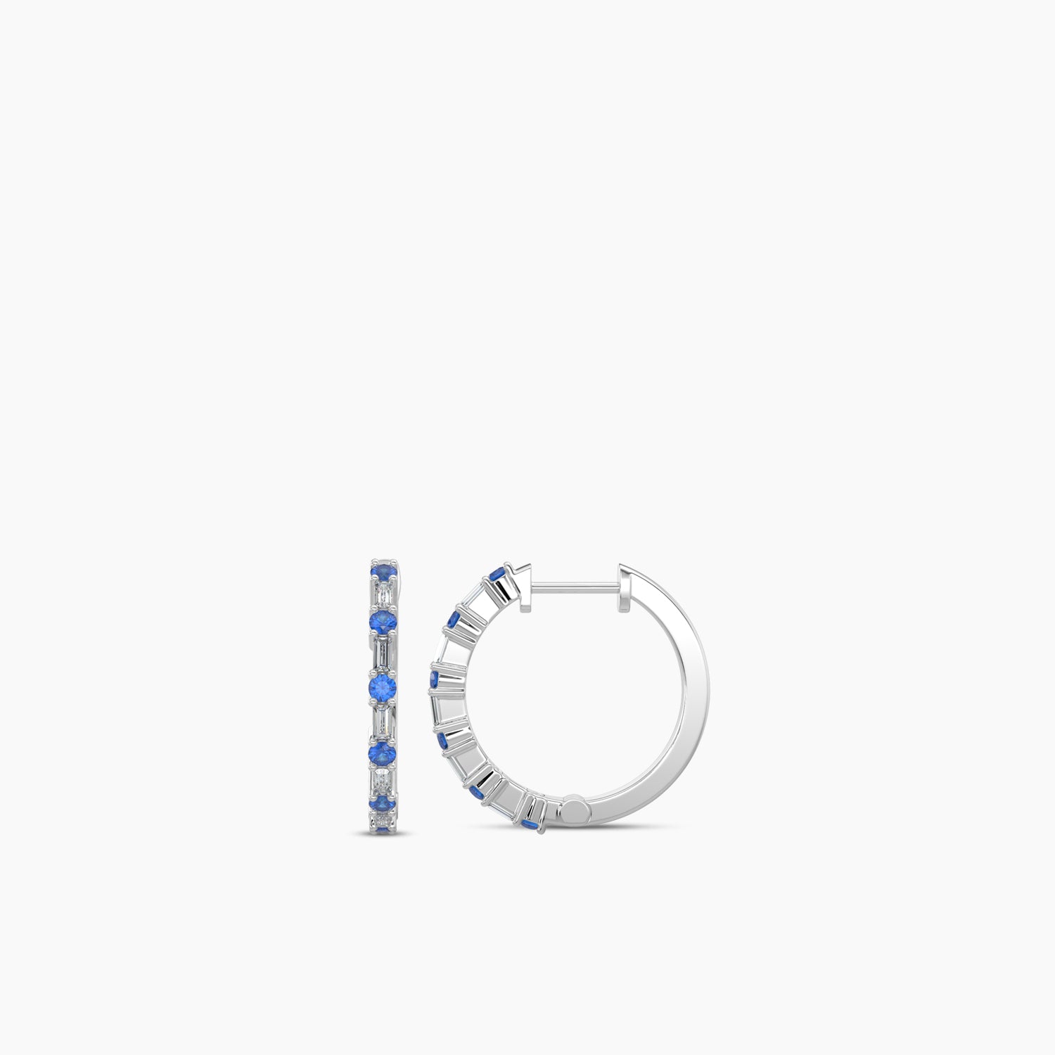 Dot Alt Baguette Sapphire Earring Hoops