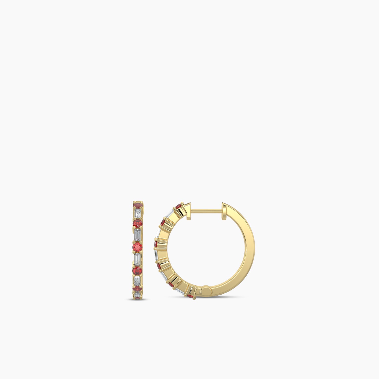 Dot Alt Bagguet Ruby Earring Hoops