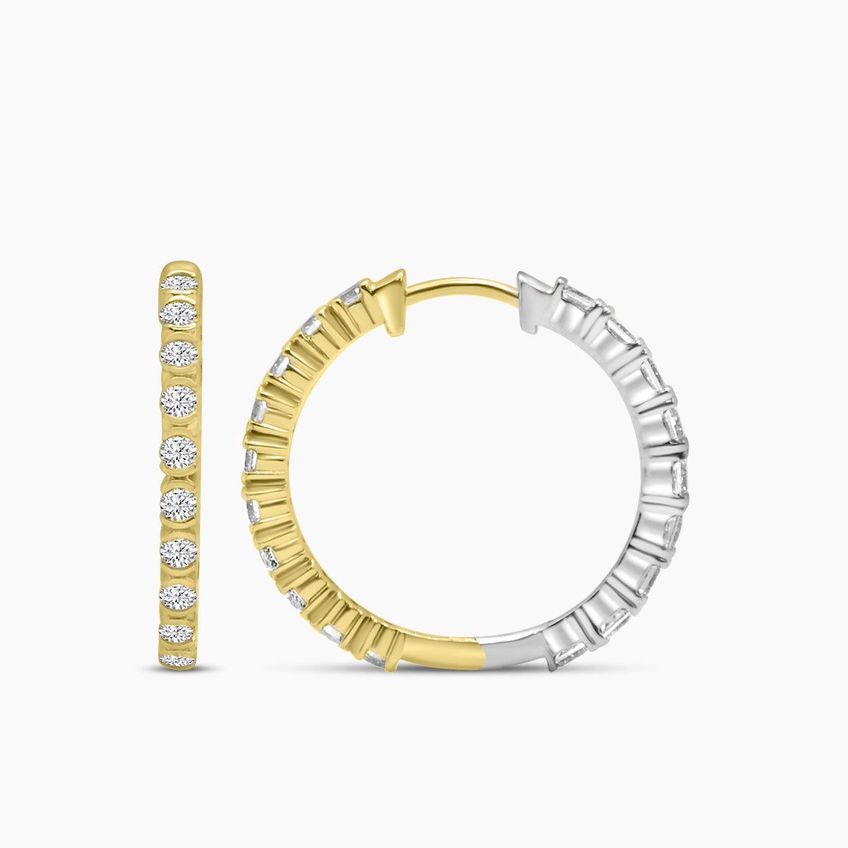 . Cyw Round & Princess Lab Grown Hoop Earring