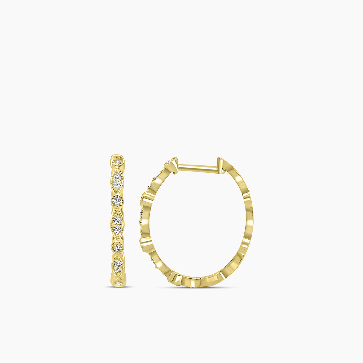 Marquise Dot Milgrain Oval Hoops Ring