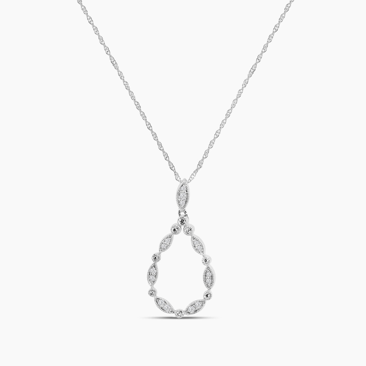 Marquise Dot Milgrain Pear Shape Chain Necklace