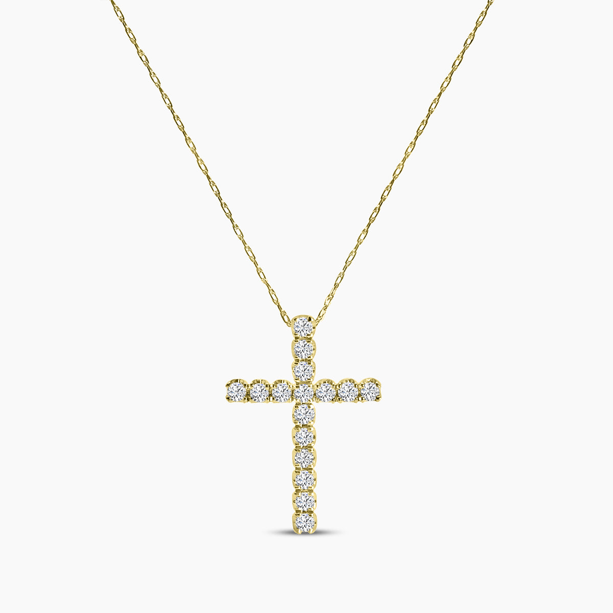 Cross Chain In U Prong Setting Necklace