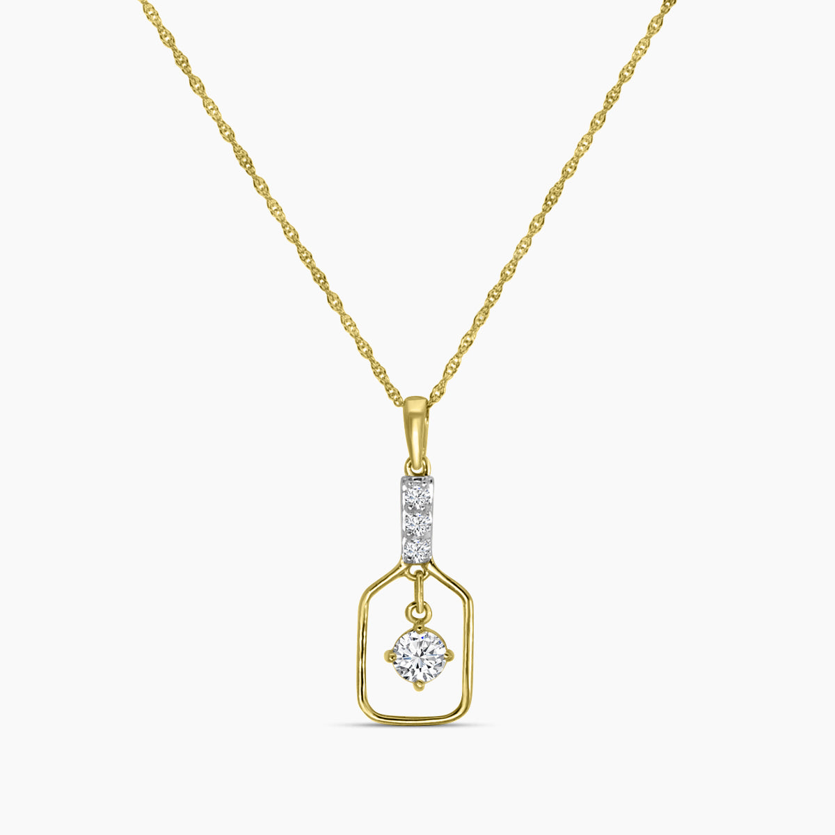 Classic Standard Prong Pickleball ( Round Center) Chain Pendant