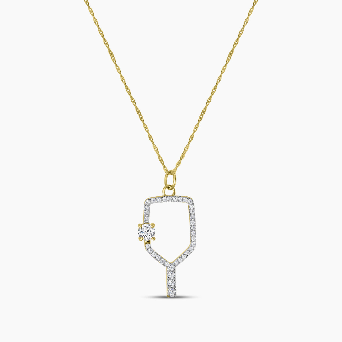 Classic Standard Prong Pickleball ( Round Center) Chain Pendant