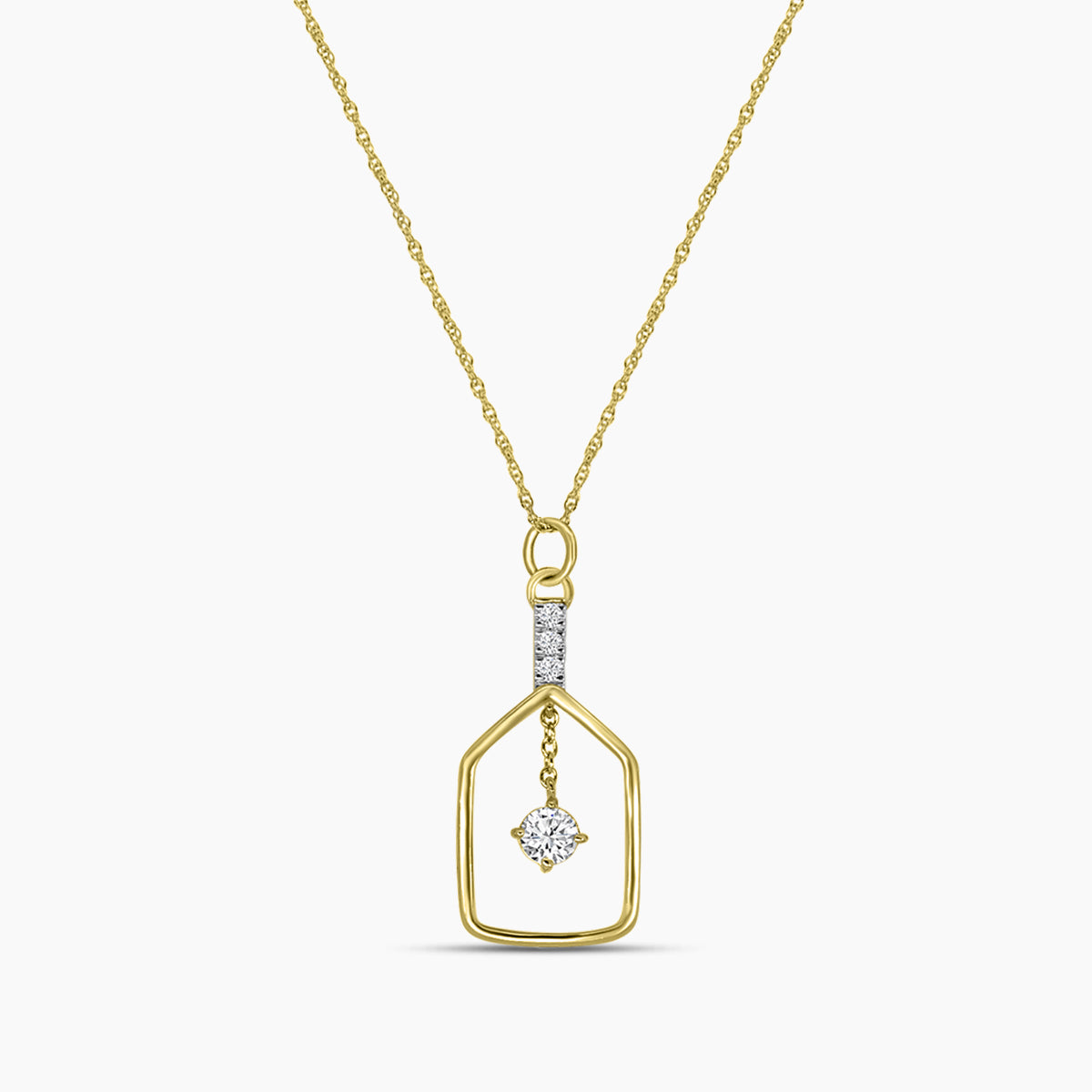 Classic Standard Prong Pickleball ( Round Center) Chain Pendant