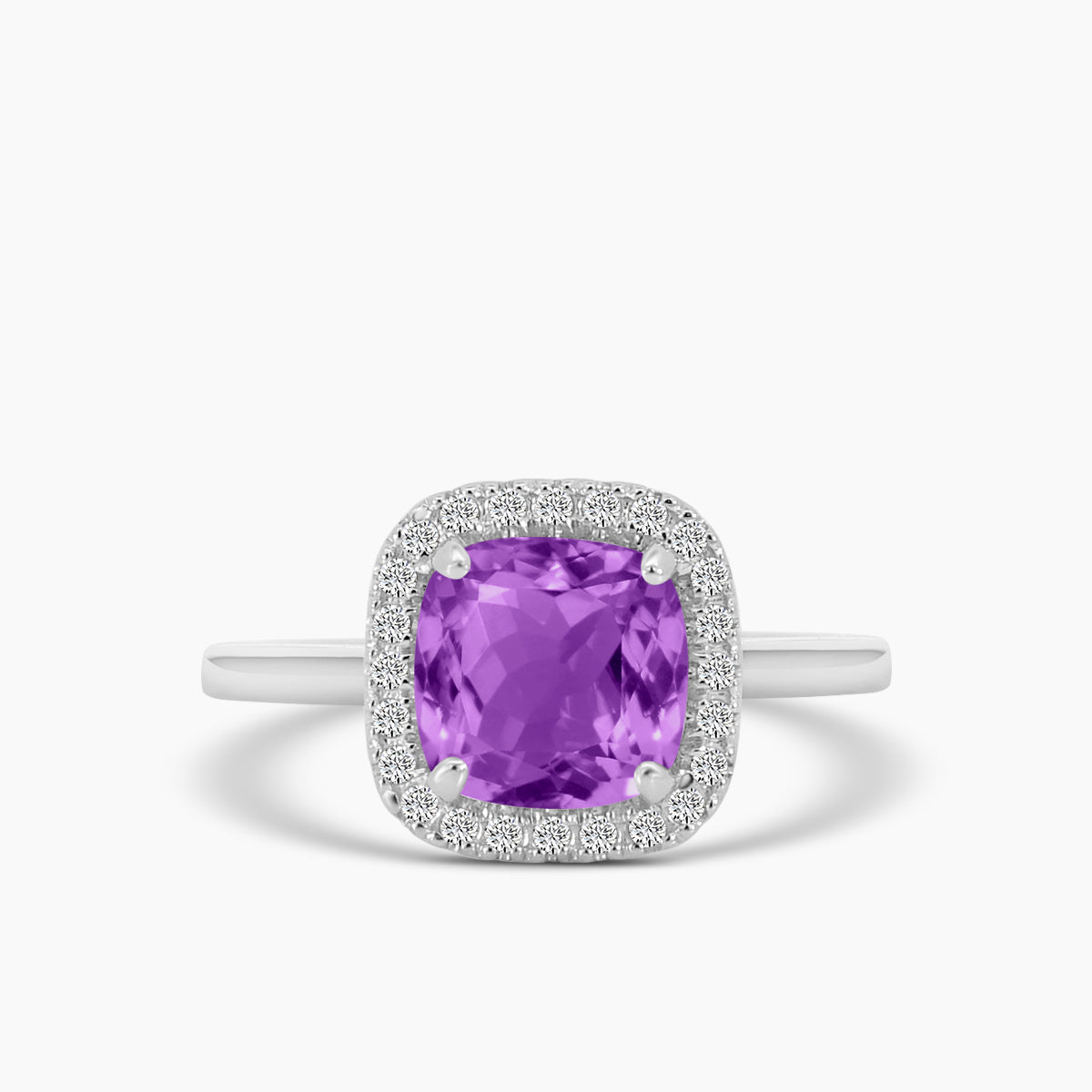 Halo Cushion Ring ( Amethyst Center)