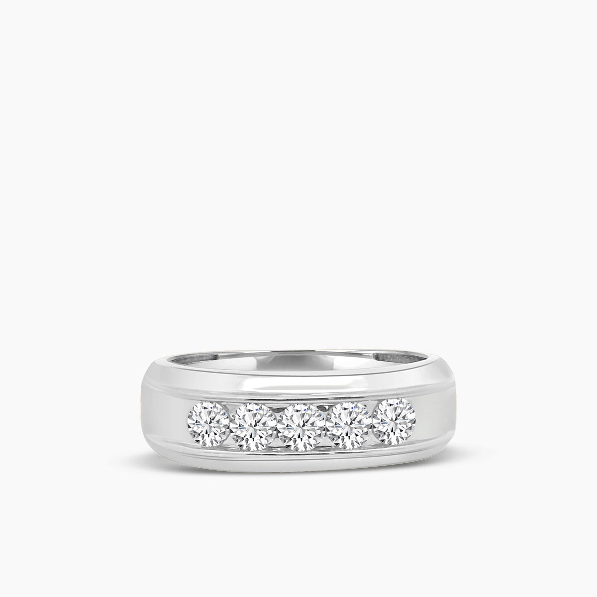 Men'S Five Stone Band Gallery Ring