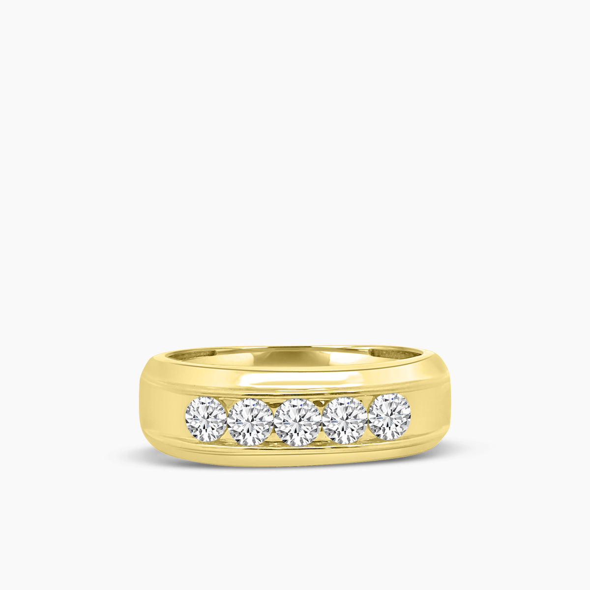 Men'S Five Stone Band Gallery Ring