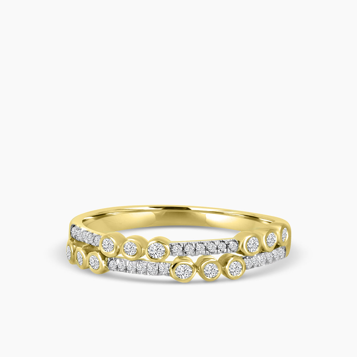 Bezel Set Two Row Ring