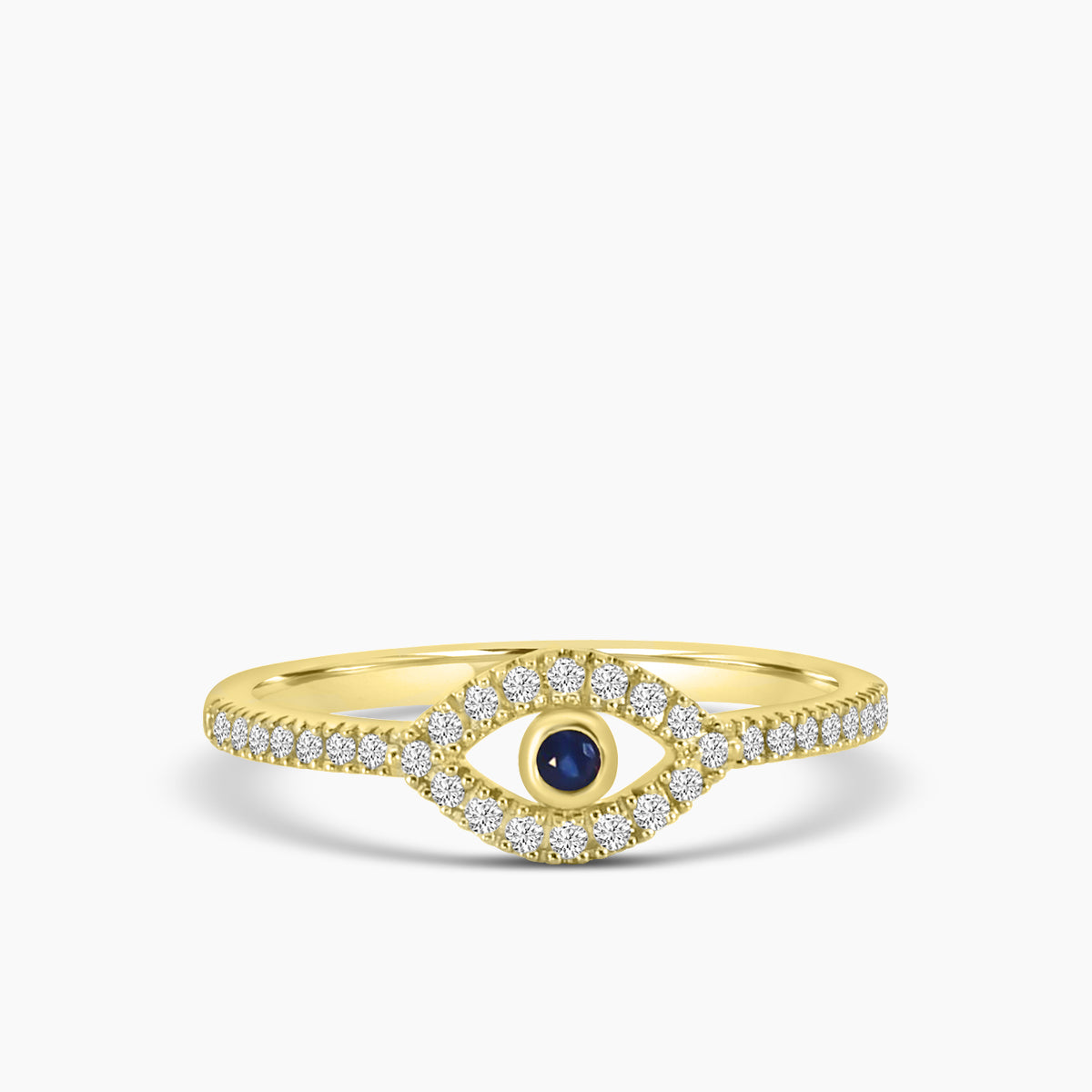 Classic Prong Evil Eye Ring Center Sapphire