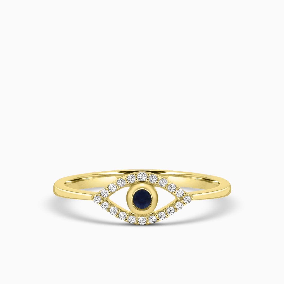 Classic Prong Evil Eye Ring Center Sapphire