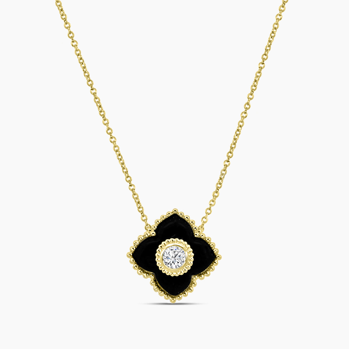 Classic Bezel Set Onyx Chain Necklace