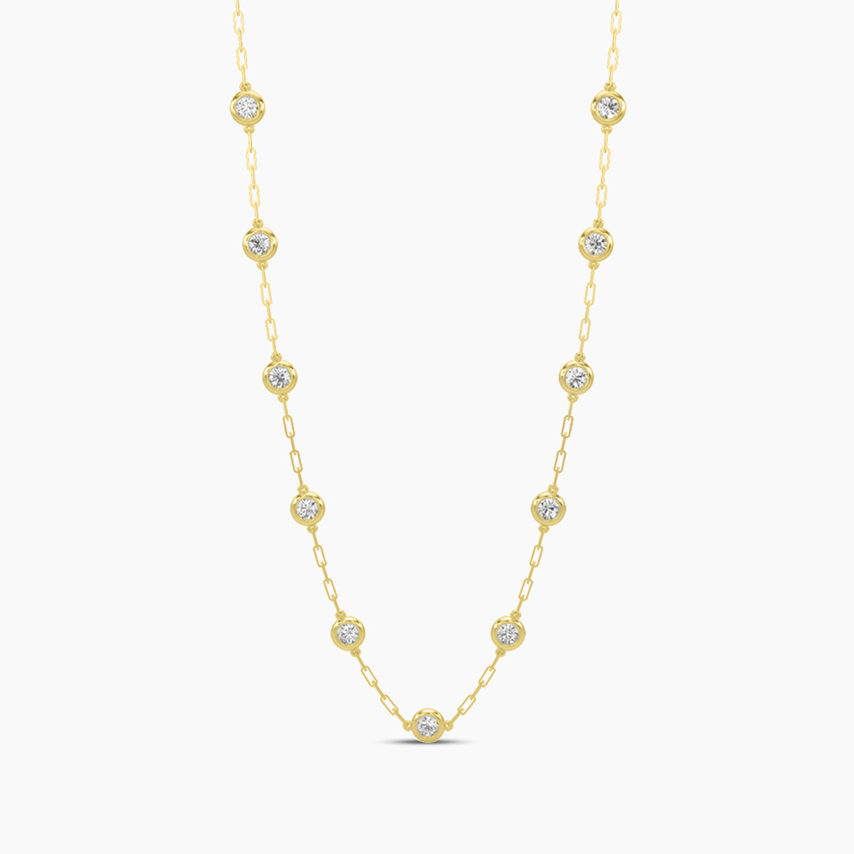 Classic Station Paper Clip Necklace Stones