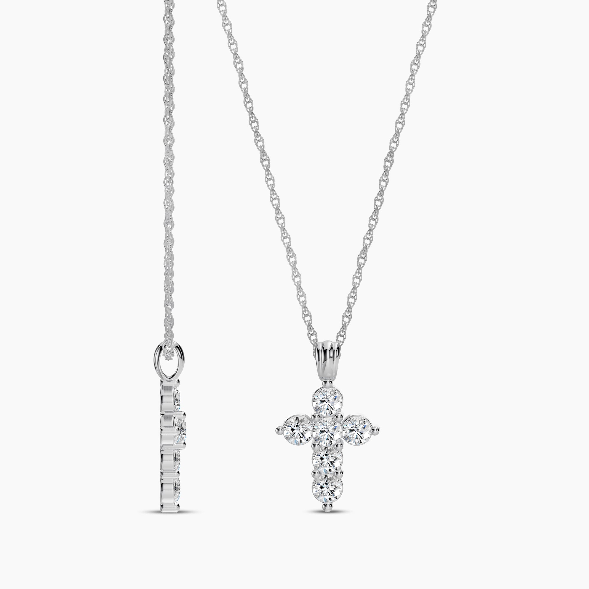 Shared Prong Cross Chain Necklace