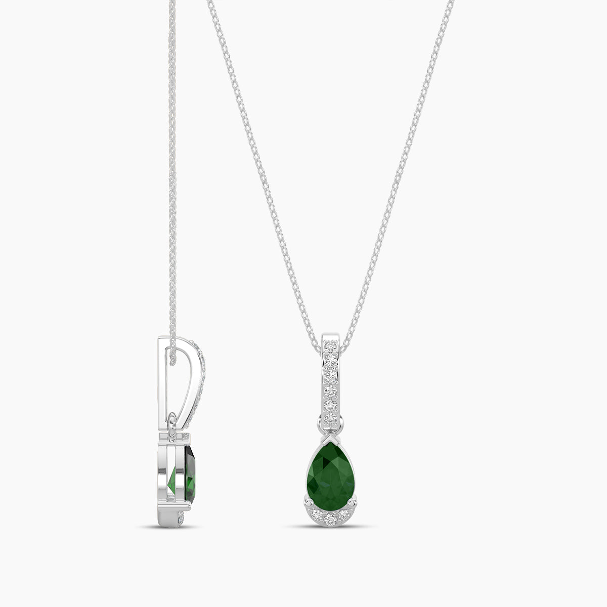 Emerald Teardrop Chain Necklace