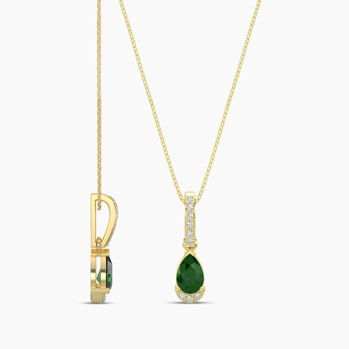 Emerald Teardrop Chain Necklace