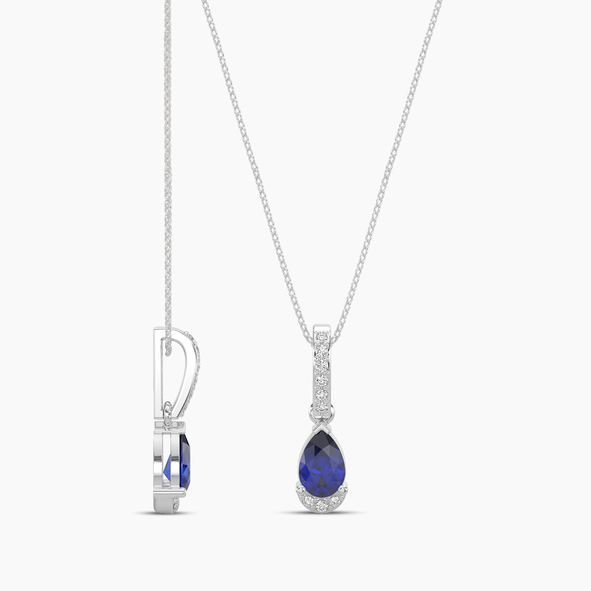 Sapphire Teardrop Chain Necklace