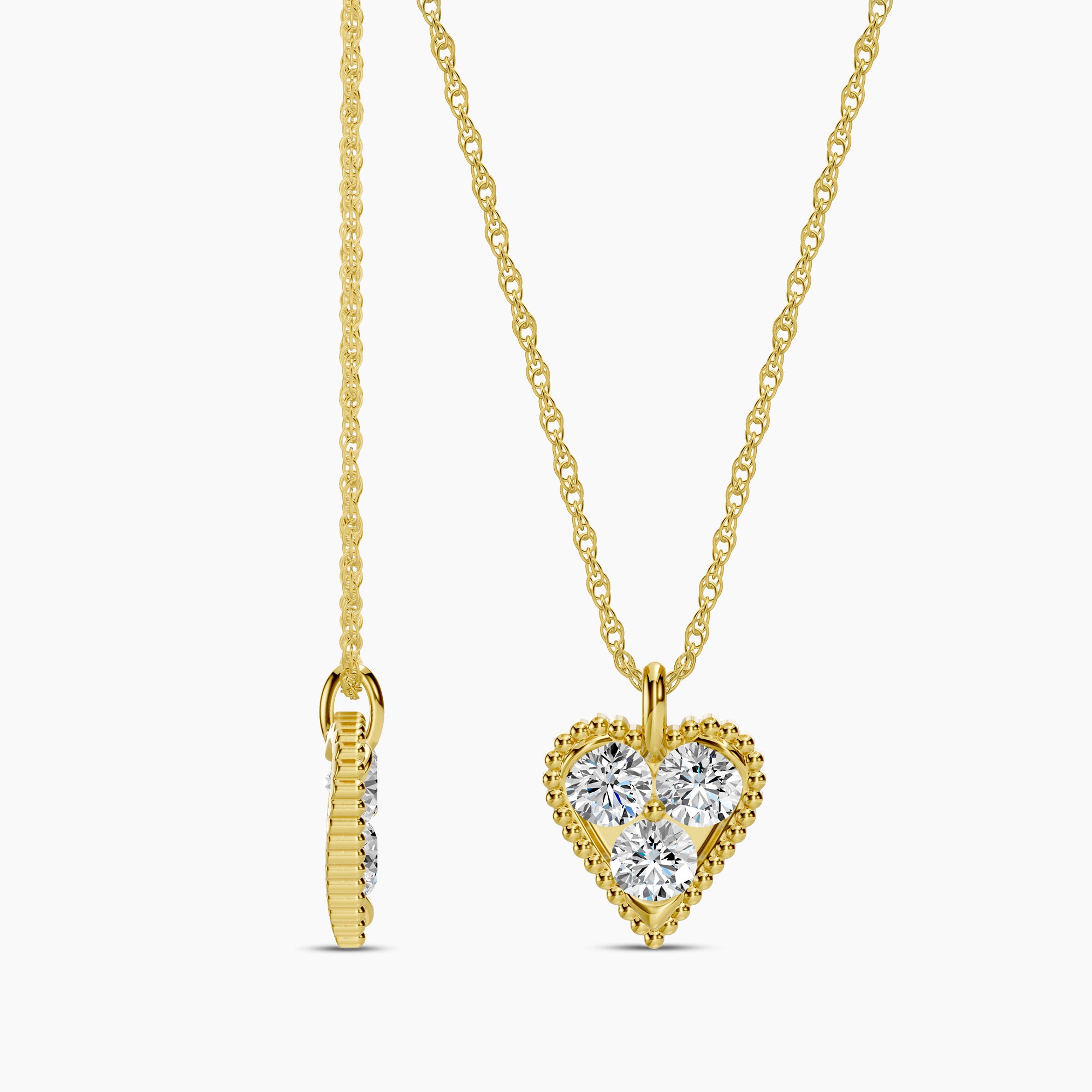 Heart Beaded Edge Chain Necklace