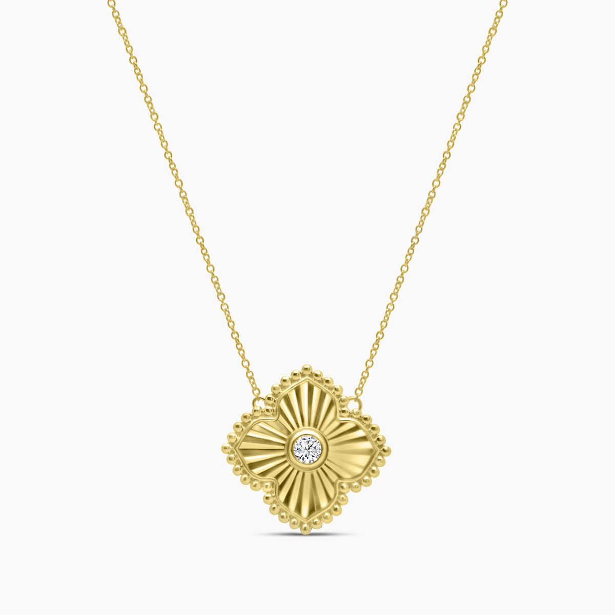 Classic Bezel Set Clover Shape Necklace