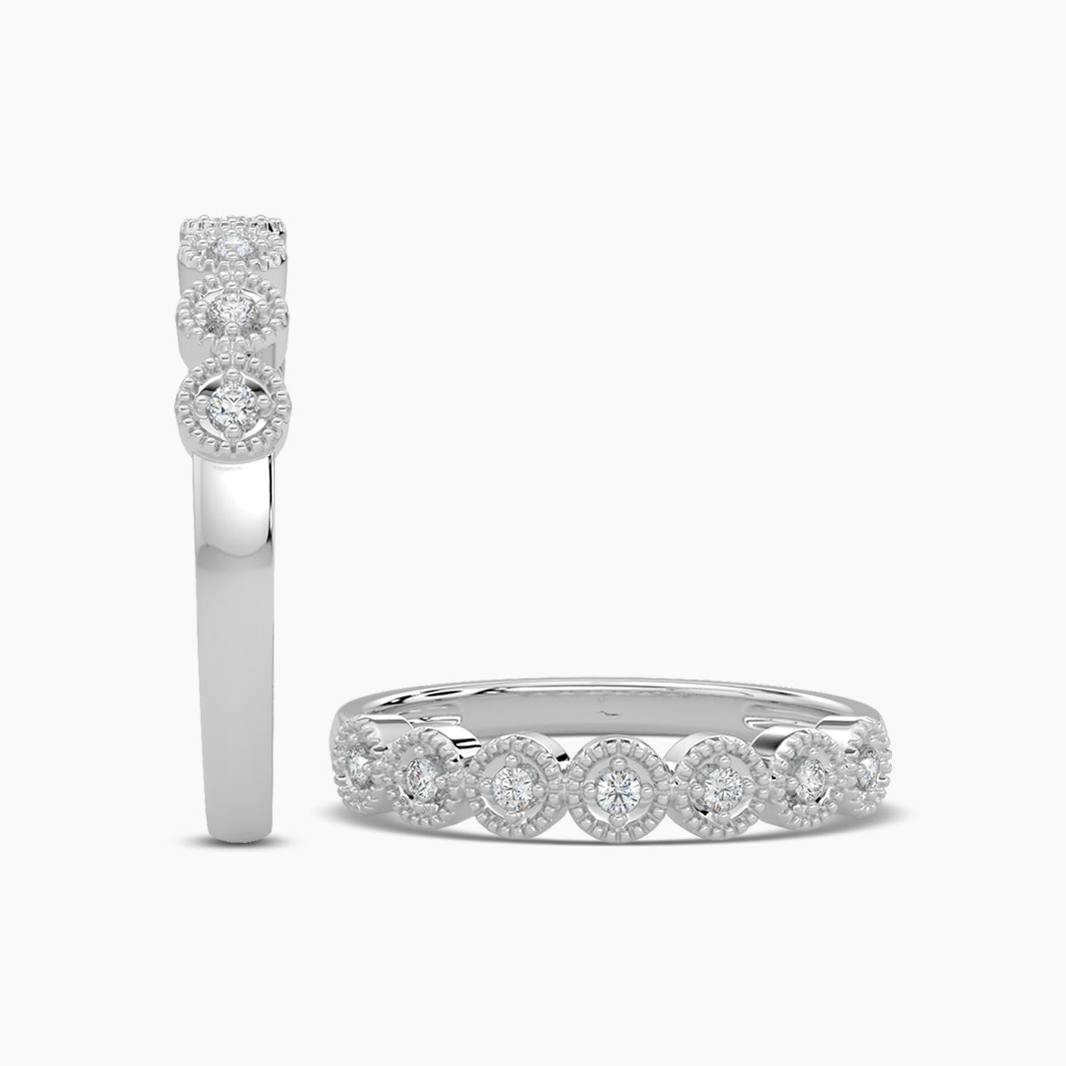 Circle Shape Milgrain Band Ring