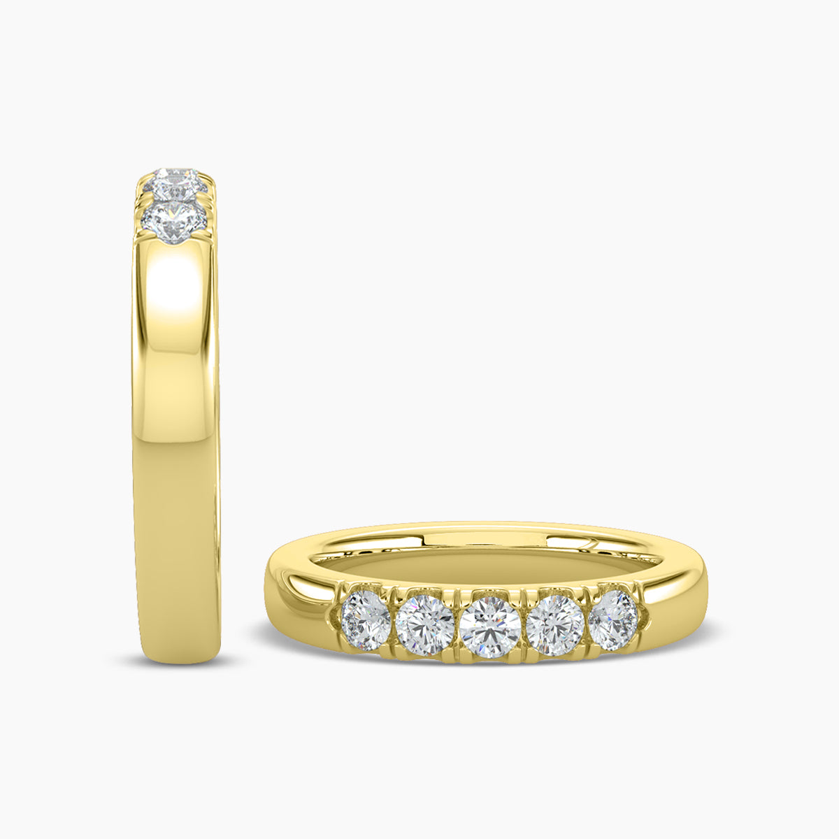Five Stone Band In U Prong Setting Ring