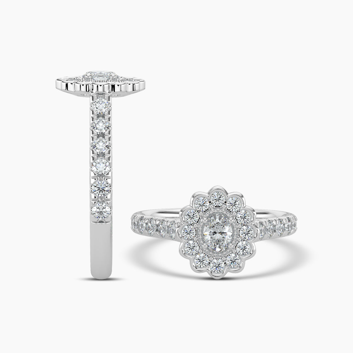 Oval Floral Ring Oval