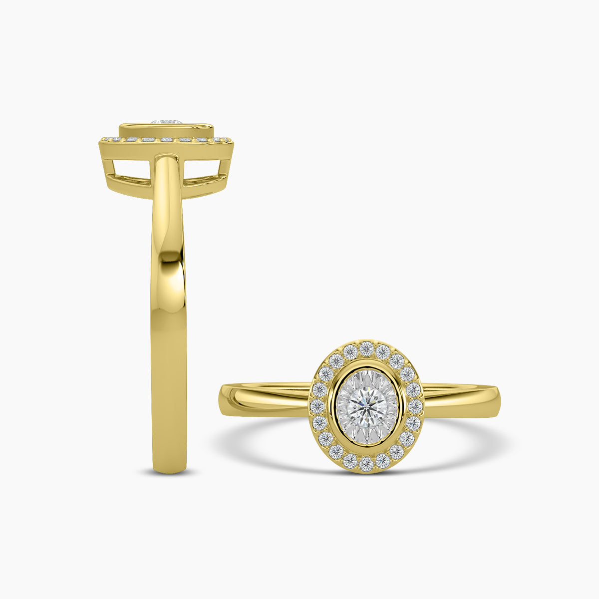 Halo Oval Shaped Ring Miracle Setting
