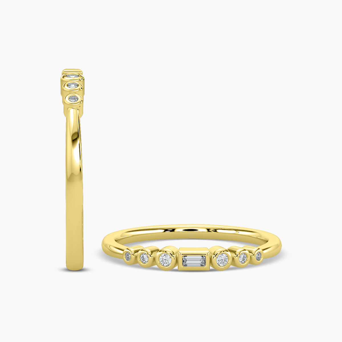 Dot Center Baguette Band Ring