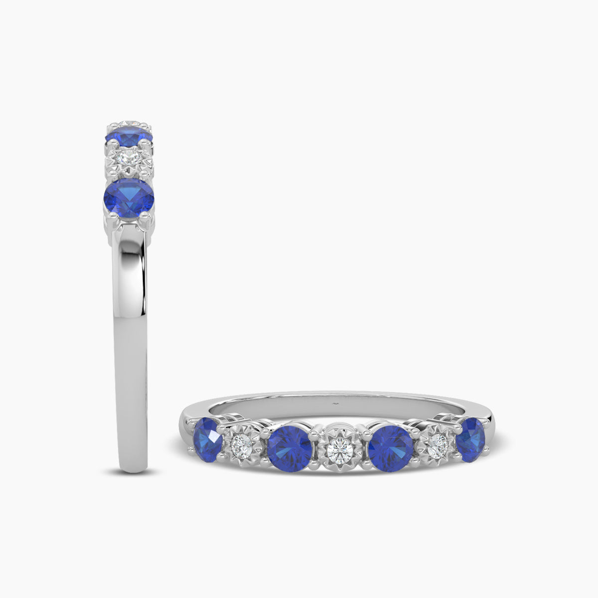 Alt Sapphire Band Miracle Plate Setting. Ring