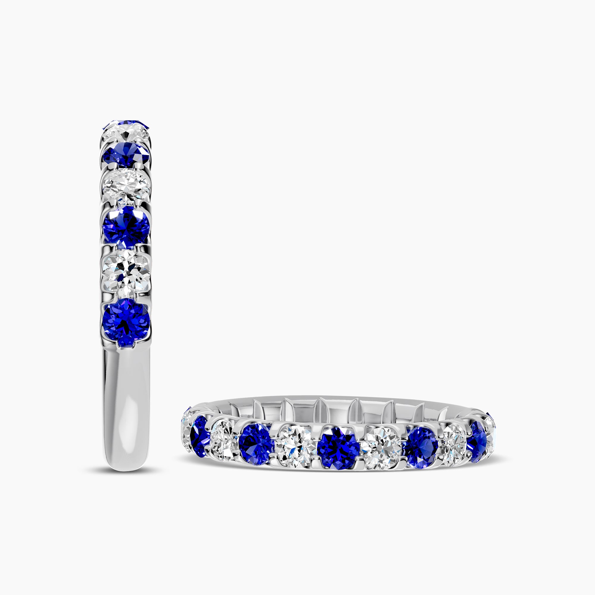 Halfway Band In U Prong Setting Alt Round Sapphire Ring