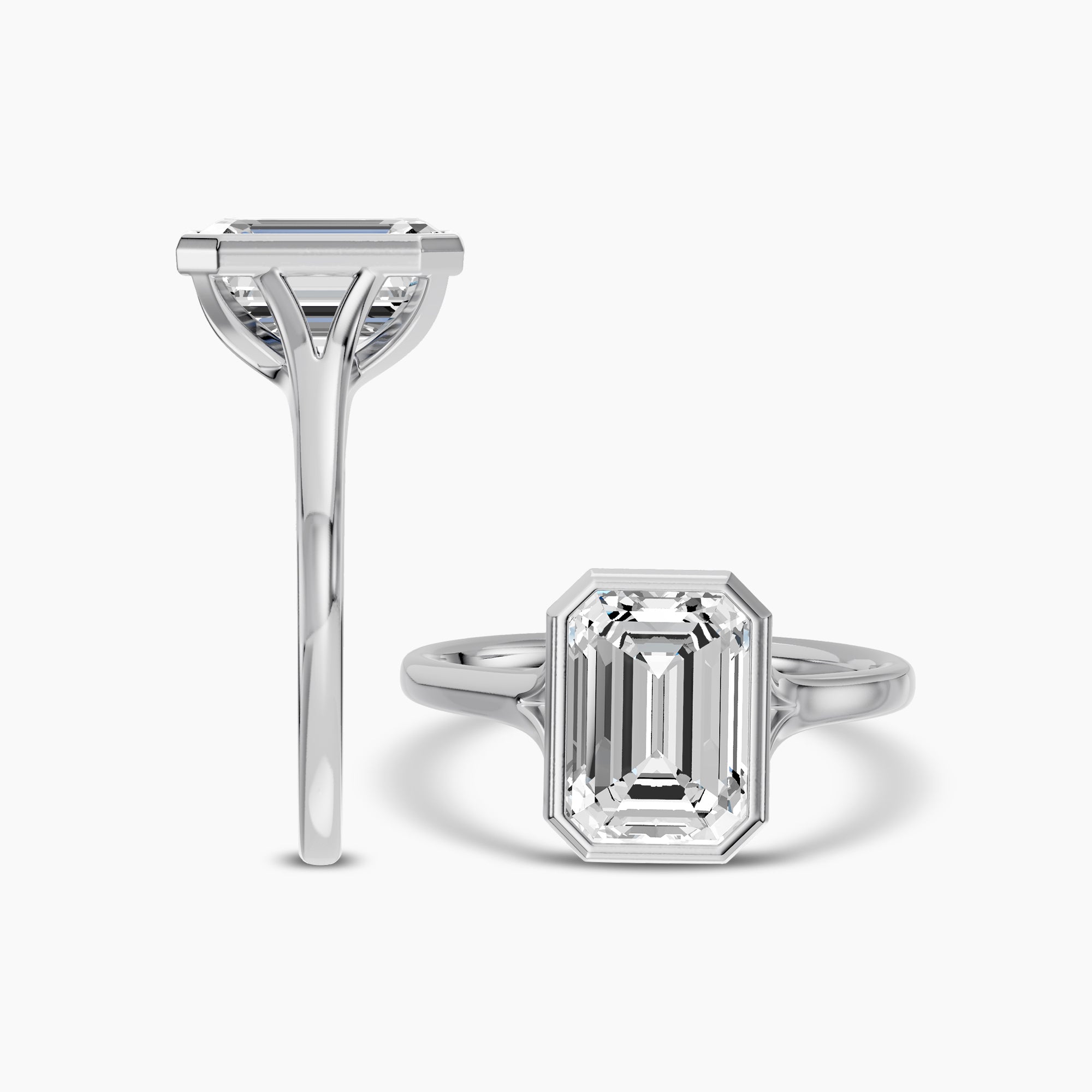 Classic Lab Grown Emerald Bezel Set Ring . F