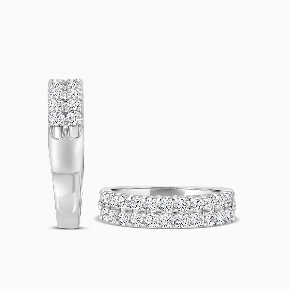 Row Machine Prong Set Band Ring