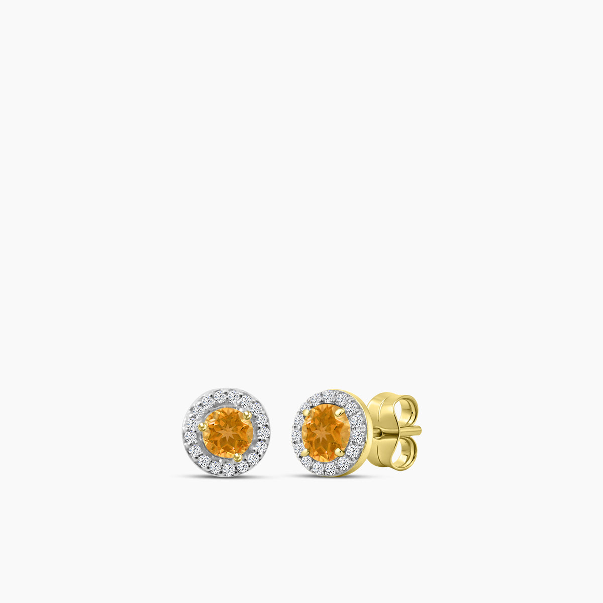 Halo Round Citrine Stud Earring
