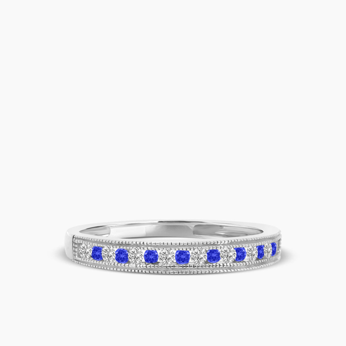 Band In Milgrain Alt Sapphire Ring