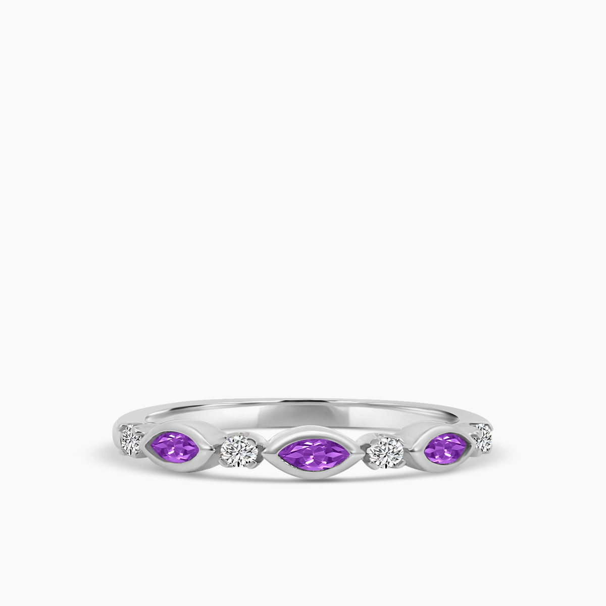 Marquise Dot Band Alt Amethyst Ring