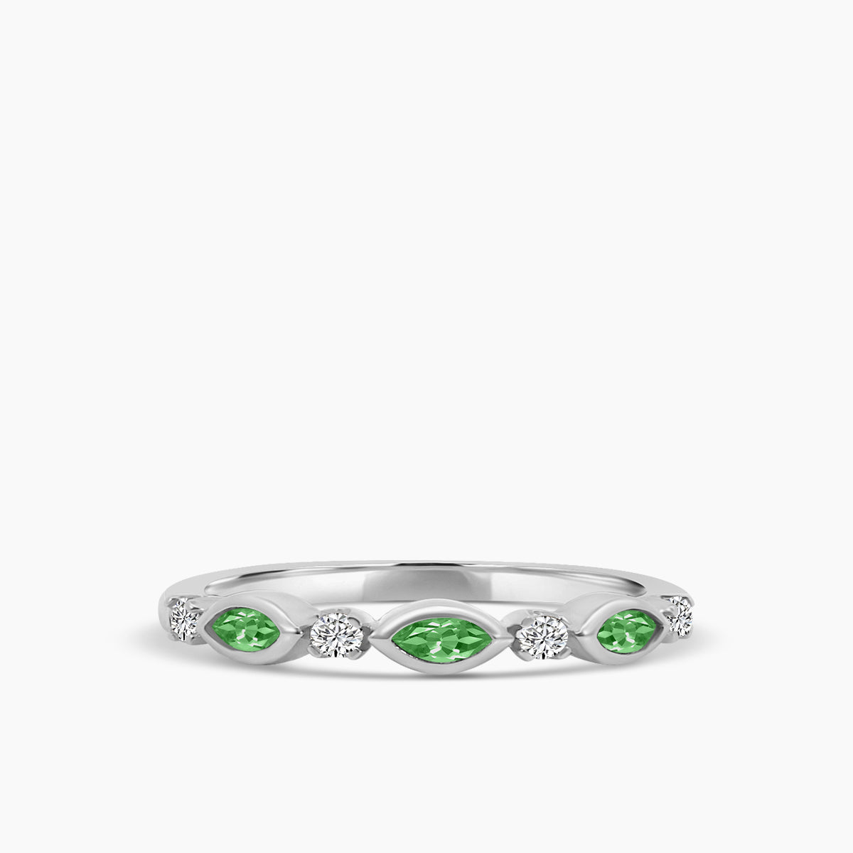 Marquise Dot Band Alt Emerald Ring