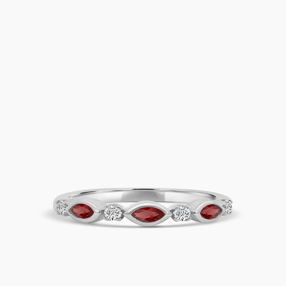 Marquise Dot Band Alt Garnet Ring