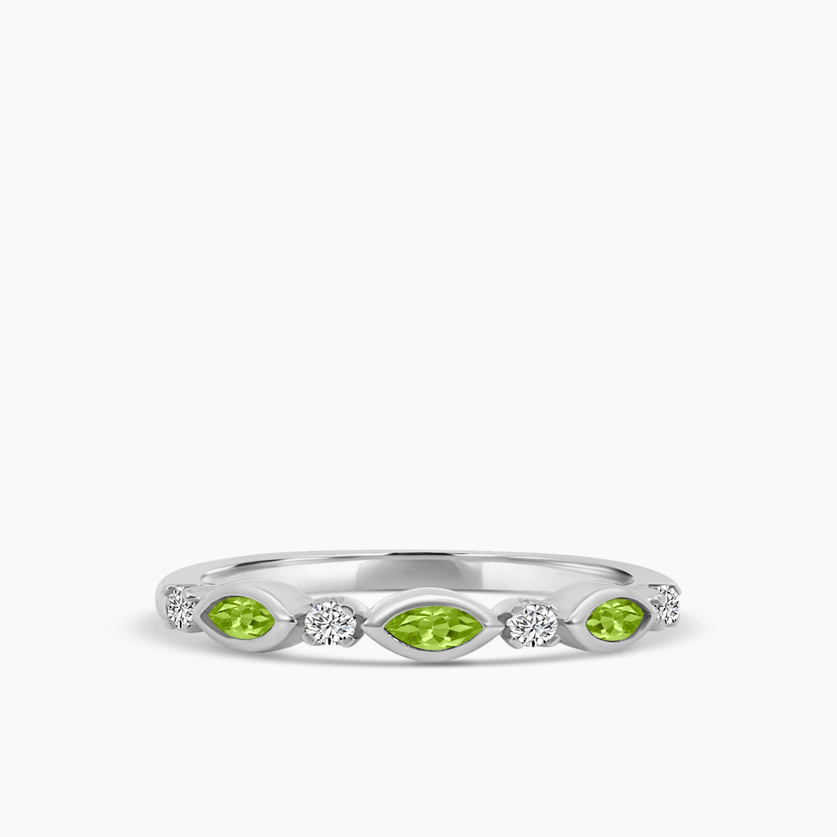 Marquise Dot Band Alt Peridot Ring