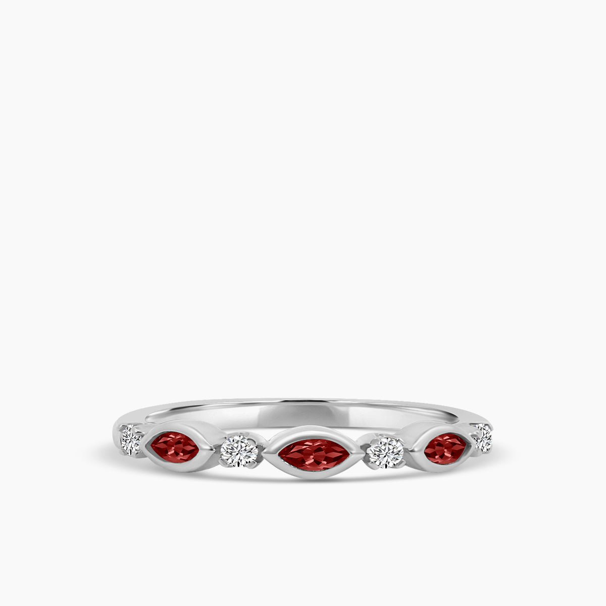 Marquise Dot Band Alt Ruby Ring