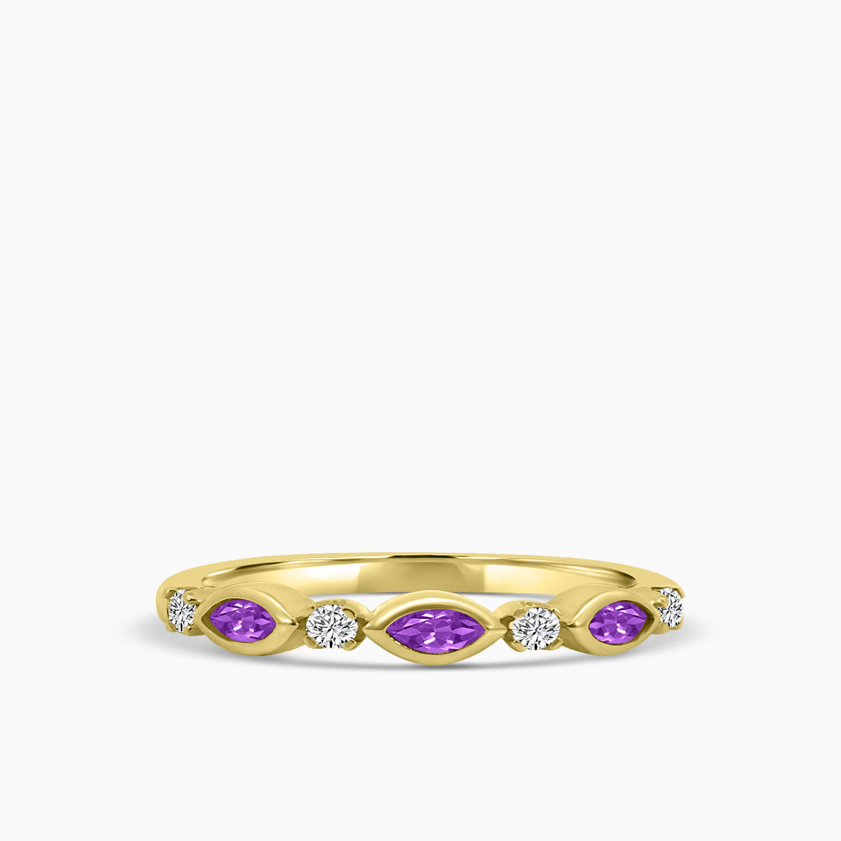 Marquise Dot Band Alt Amethyst Ring