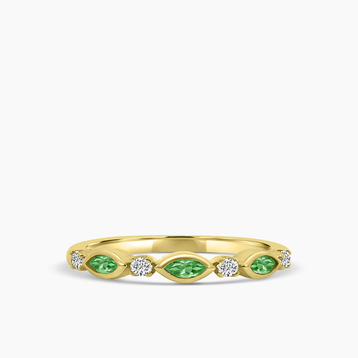 Marquise Dot Band Alt Emerald Ring